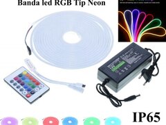 KIT BANDA LED FLEXIBIL RGB 12V , LUMINA NEON 5M